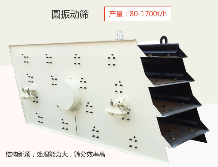 圓振動篩產量為80~1700t/h 結構新穎,處理能力大,篩分效率高